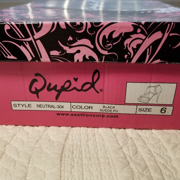 QUPID black teal suede yellow peep toe heel bootie - Picture 7 of 7